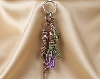 Handmade Sparkling Thistle Keychain | Crystal Rhinestone Botanical Charm (Ukraine)