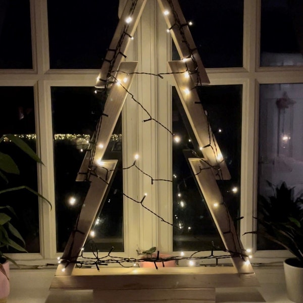 Wooden Christmas tree with LED lights