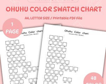 Ohuhu Honolulu 48 Color Chart: Marker Swatch Template (Digital Download)
