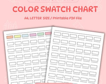 Blank Color Swatch Chart: 60 Colors, Printable Template (PDF)