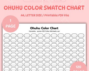 Ohuhu Honolulu 120 Marker Swatch Chart: Printable Color Palette (PDF Download)