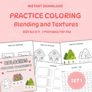 Práctica de coloración, tutorial de coloración, hojas de práctica para colorear, patrones de coloración, tabla de muestras de color, práctica de patrones, archivo PDF.