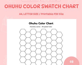 Ohuhu Honolulu Pastel Marker Swatch Chart: 48 Colors (Digital Download)