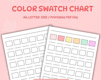36-Color Swatch Chart: Printable Blank Template (PDF)