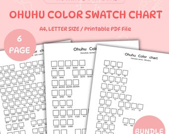 Ohuhu Honolulu Marker Color Chart: Printable Swatch Template (Digital Download