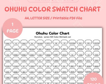 Ohuhu Honolulu 120 Marker Swatch Chart: Printable Color Palette (PDF Download)