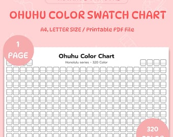 Ohuhu Honolulu 320 Marker Swatch Chart:  Printable Color Palette (PDF Download)