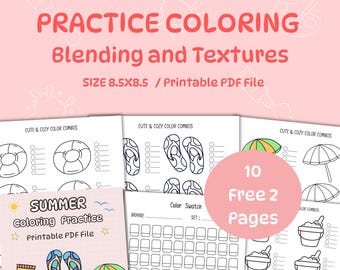 Summer Coloring Practice Book: Color Swatch Charts (PDF File)