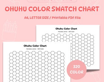 Ohuhu Honolulu 320 Marker Swatch Chart: Printable Color Palette (PDF Download A4/Letter Size)