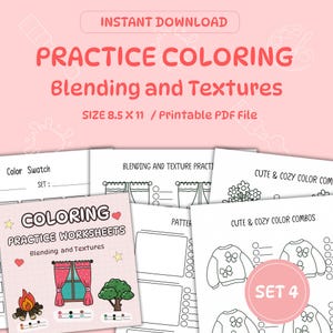 Práctica de coloración, tutorial de coloración, hojas de práctica para colorear, patrones de coloración, tabla de muestras de color, práctica de patrones.