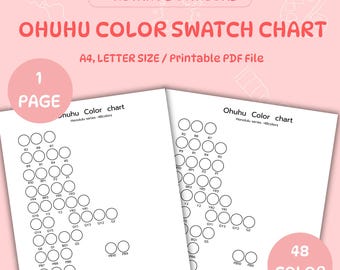 Ohuhu Honolulu Marker Color Chart: 48 Swatch Template (Digital Download)
