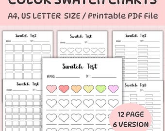 Blank Color Swatch Chart: Marker, Watercolor, Pencil (Printable PDF)