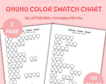 Ohuhu Honolulu Marker Color Chart: 120 Swatch Template (Digital Download)