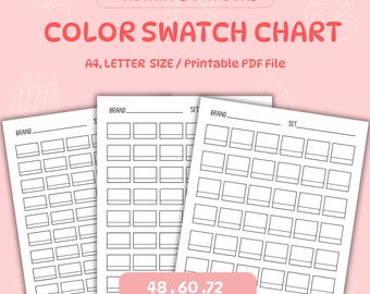Blank Color Swatch Chart: Printable Marker, Paint, Pencil (PDF)