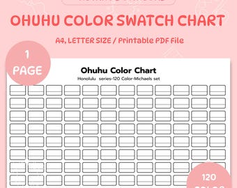 Ohuhu Honolulu 120 Marker Swatch Chart: Printable Color Palette (PDF Download)