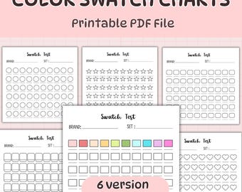 Blank Color Swatch Chart: Marker, Watercolor, Pencil (Printable PDF)