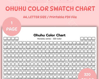 Ohuhu Honolulu 320 Marker Swatch Chart: Printable Color Palette (PDF Download)