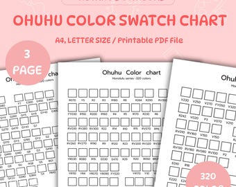 Ohuhu Honolulu 320 Marker Color Chart: Printable Swatch Template (PDF Download)