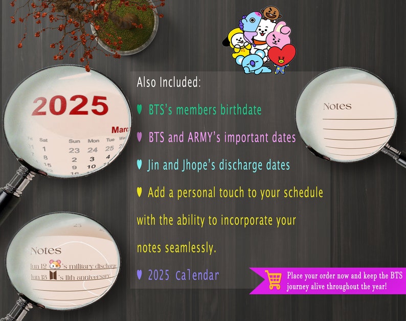 Buy BTS Calendar 2025 BTS Aesthetic Elegant Bts Desk Calendar Digital