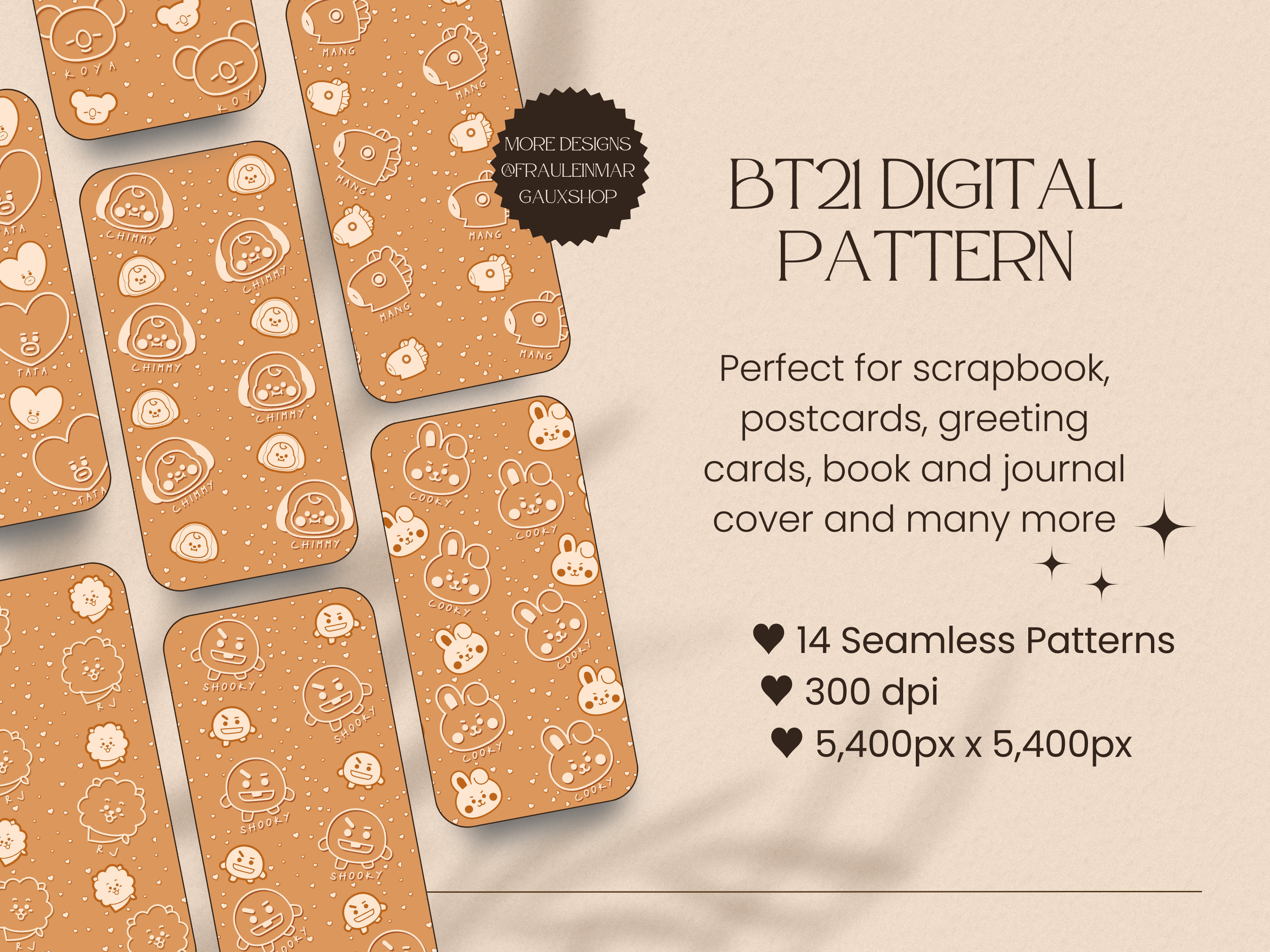 BTS Digital Pattern Aesthetic, BTS Scrapbook Pattern, BTS Seamless ...