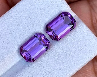 Emerald Cut Amethyst Pair