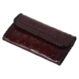 Cartera de mano Zygma de piel auténtica hecha a mano: cartera vintage marrón para mujer, regalo para ella, cartera de piel dura de primera calidad.