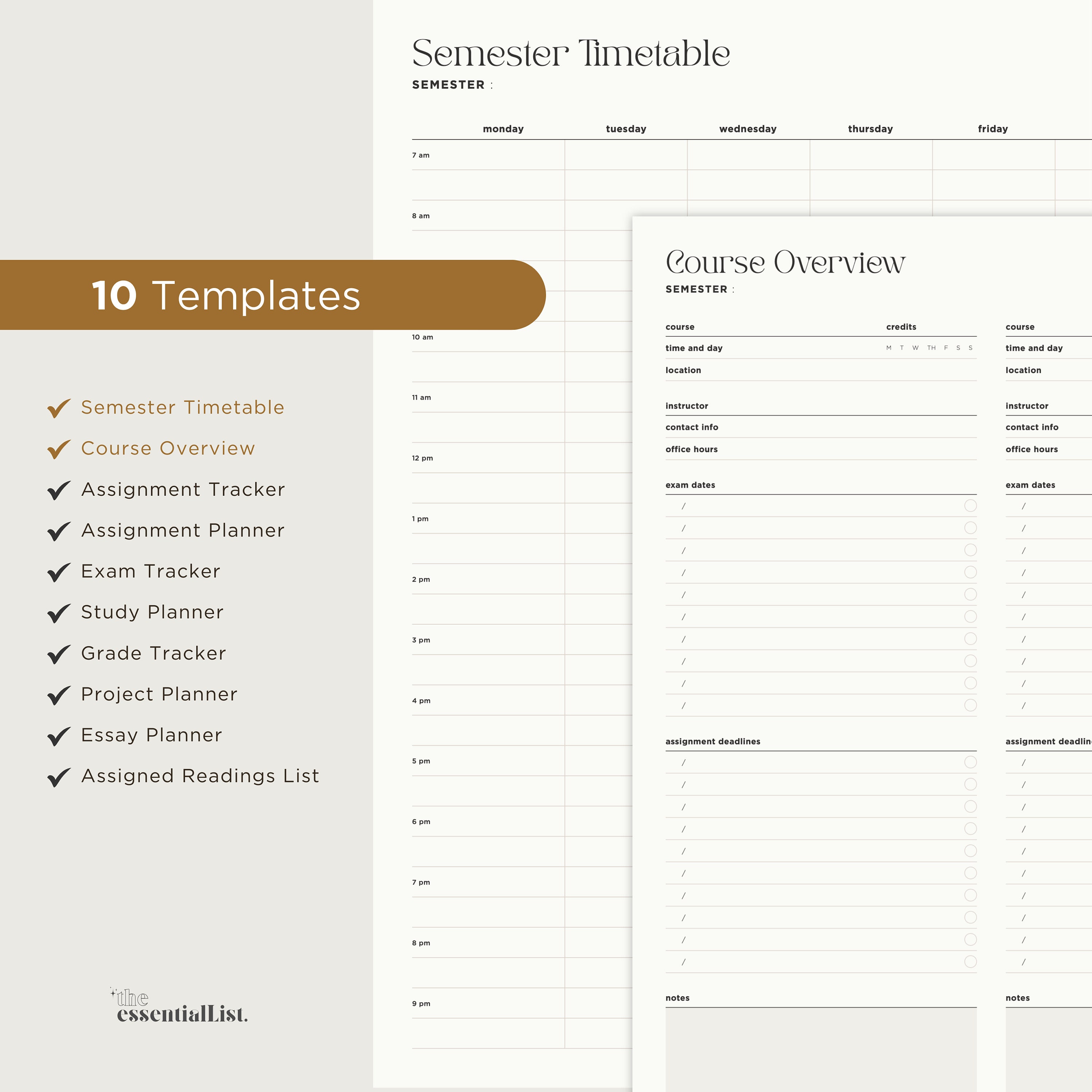 Printable Academic Templates for Students, Study Planner, Instant PDF ...