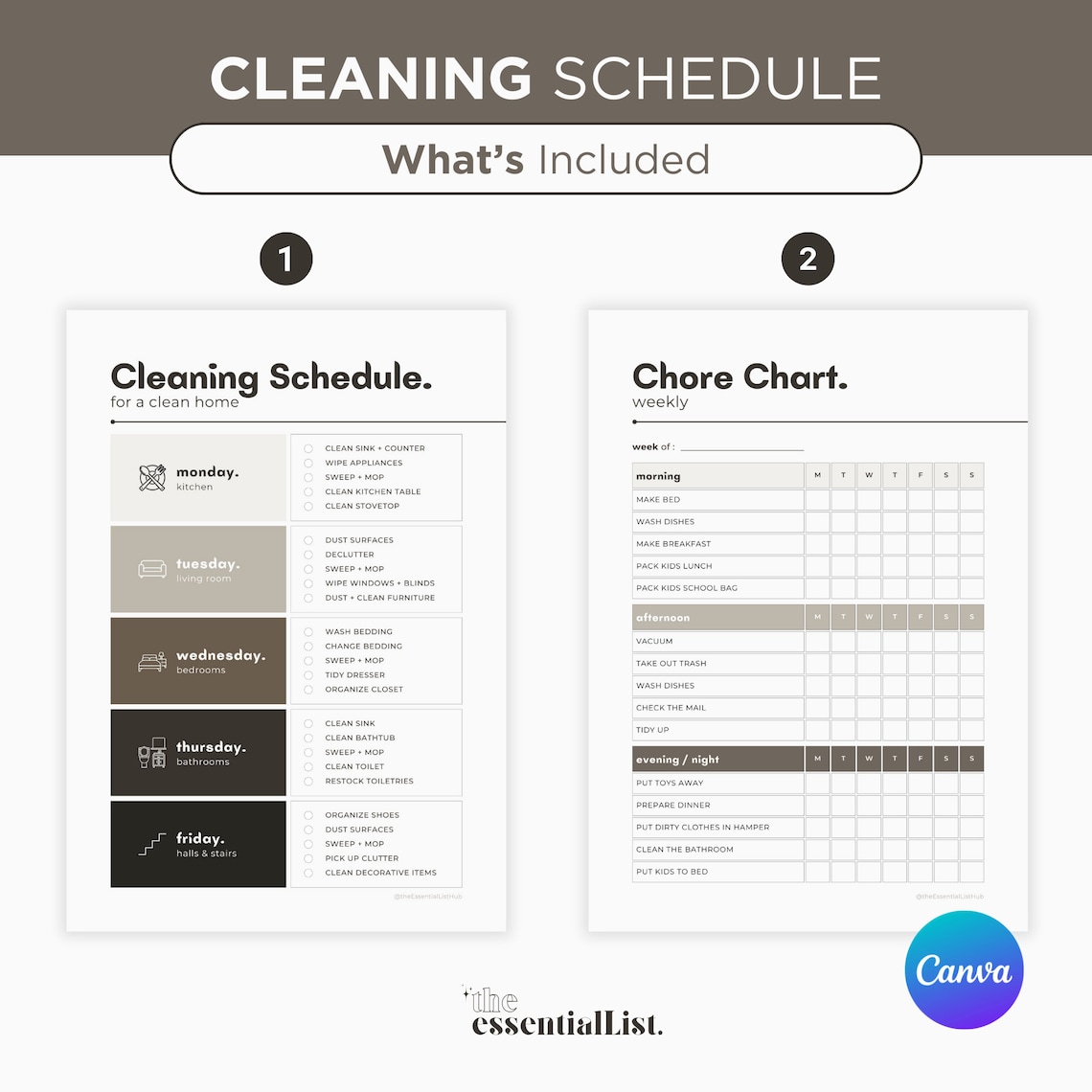 Editable Canva Cleaning Schedule Template, Digital and Printable ...