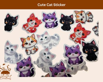 Cute Kawaii Cat Stickers | Vinyl Decals for Laptop, Journal - 5 Pack