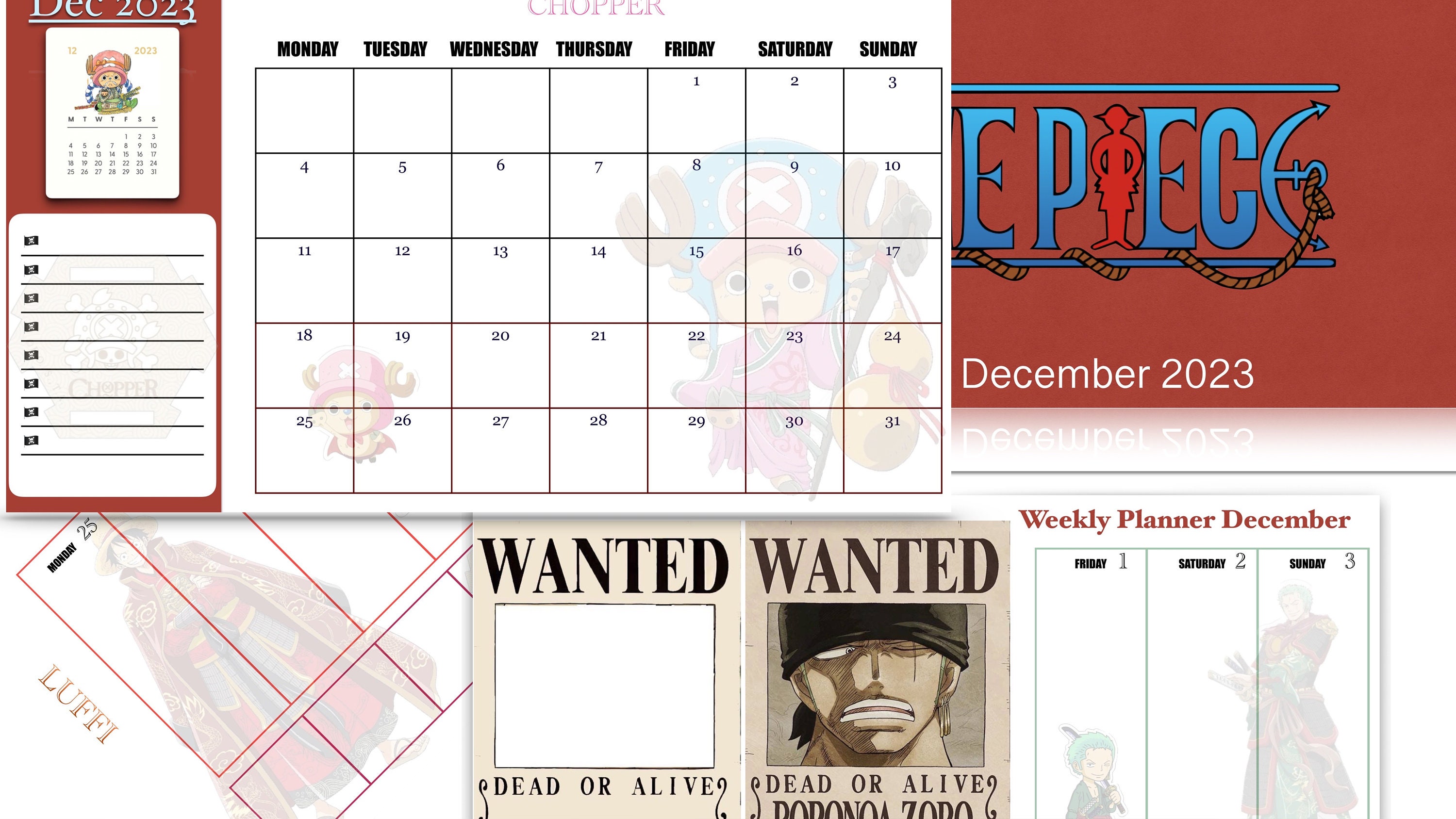 One Piece Anime 2024 Square Calendar in 2023