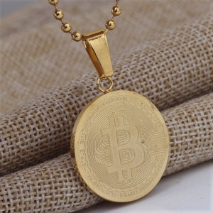 Bitcoin Cryptocurrency Pendant Necklace Gold Plated - Bitcoin B