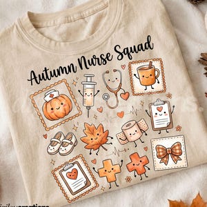 Fall Nurse PNG, Cute Nurse Doodle Sublimation, Autumn Nurse Stuff Design, Pumpkin Stethoscope Clipboard, Nurse Life Fall Shirt