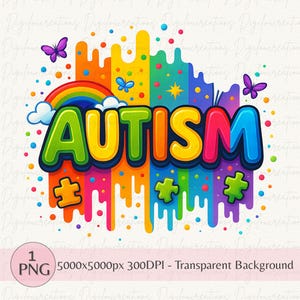Autism Awareness PNG, Autism Support PNG, Inspirational Autism Sublimation, Creative Autism Awareness, Positive Autism Png, Commercial Use