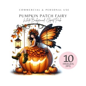 Pumpkin Patch Fairy Clipart - 10 Watercolor Autumn Fairies Clipart, High-Res JPGs For Printable, Crafts & Scrapbooking, Digital Download