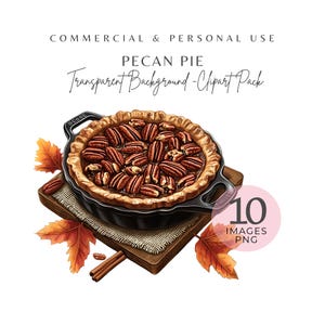 Pecannotentaart png - 10 aquarel herfstsnoepjes, hoge resolutie png's voor afdrukbare herfsttaart clipart, scrapbooking & herfstambachten, instant download