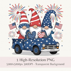 Trio de nains du 4 juillet PNG, nain patriotique avec drapeau des Etats-Unis, sublimation de camion du 4 juillet, conception de chemise patriotique, téléchargement immédiat
