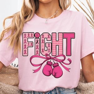 Fight Cancer PNG | Cancer Awareness Design with Boxing Gloves & Pink Checkered Pattern | Fight Cancer Sublimation For Women