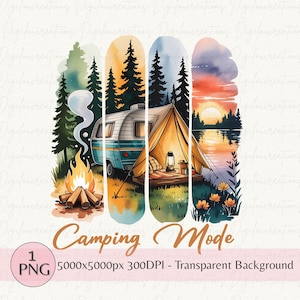 Mode camping PNG, PNG été rétro, aventure en famille, sublimation, coup de pinceau, plein air, conception de chemise de camping, camping vintage