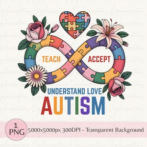 Autisme Infinity Heart PNG – Leer accepteren Begrijp liefde Ontwerp, oneindigheidssymbool autisme png, puzzelstukje png, sublimatie autisme
