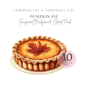 Pumpkin Pie PNG - 10 Watercolor Autumn Fall Dessert, High-Res PNGs for Printable Food Clipart, Scrapbooking & Fall Crafts, Instant Download