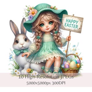 Easter Gnome Clipart, Easter Gnome Decor, 10 High-Res JPEGs, Watercolor Sublimation, Printable Clipart, Scrapbooking, Digital Download