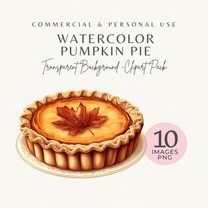 Torta de Abóbora PNG - 10 Sobremesas de Outono em Aquarela, PNGs de Alta Resolução para Clipart de Comida para Imprimir, Scrapbooking e Artesanato de Outono, Download Instantâneo