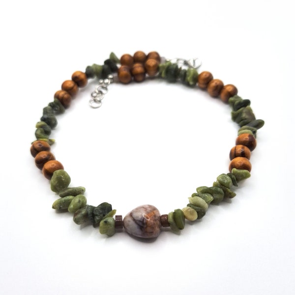 Wood and Gemstone Choker | Granola Girl Nature Necklace | Earthy Whimsigoth Jewelry | Boho Summer Necklace | Unique Hippie Necklace