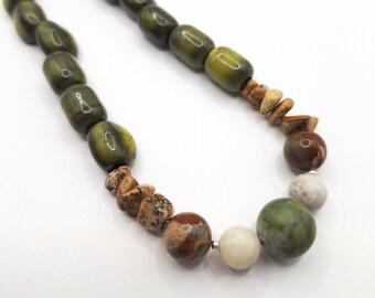 Jade Stone Choker | Boho Crystal Choker | Earthy Whimsigoth Jewelry | Cottagecore Witch Jewelry | Chunky Bohemian Necklace | Granola Girl