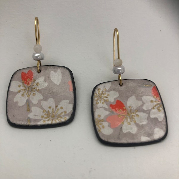 Porcelain and Japanese paper earrings