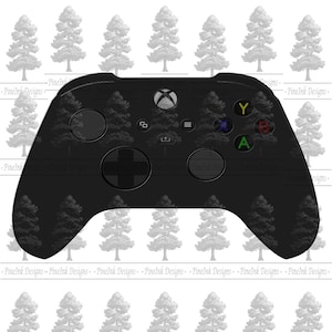 Może przedstawiać: Czarny kontroler Xbox Series X z zielonymi, żółtymi, czerwonymi i niebieskimi przyciskami. Kontroler ma czarno-białe logo Xbox z przodu.