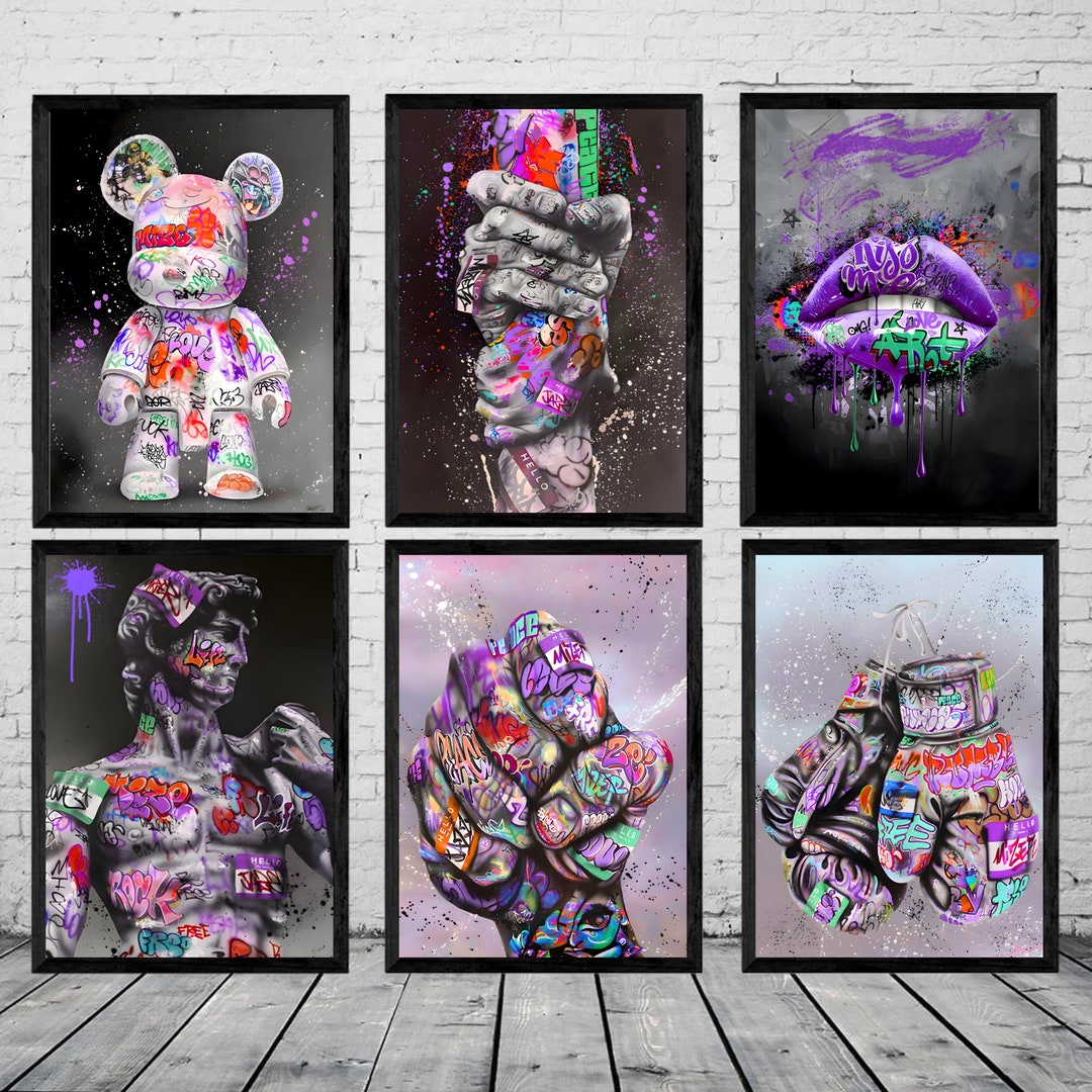 Wall Art Set of 6,graffiti Poster,street Pop Art,framed Print,printed