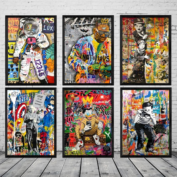 Wand Kunst 6er Set,Graffiti Poster,Street Pop Art,Gerahmter Druck,Printed Art,Altered Art,Graffiti Print,True Love