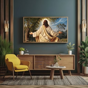 Jesus Nature Oil Painting Samsung Frame Tv Art, Jesus Digital Tv Art, Christian Framed Art, Jesus Tv Art, Religious Tv Artwork Gift For Dad
