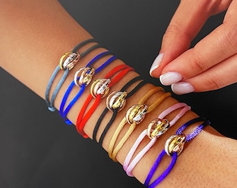 Ensemble de bracelets porte-bonheur corde rouge et noire - Cadeau pour lui, elle ou un couple la Saint-Valentin